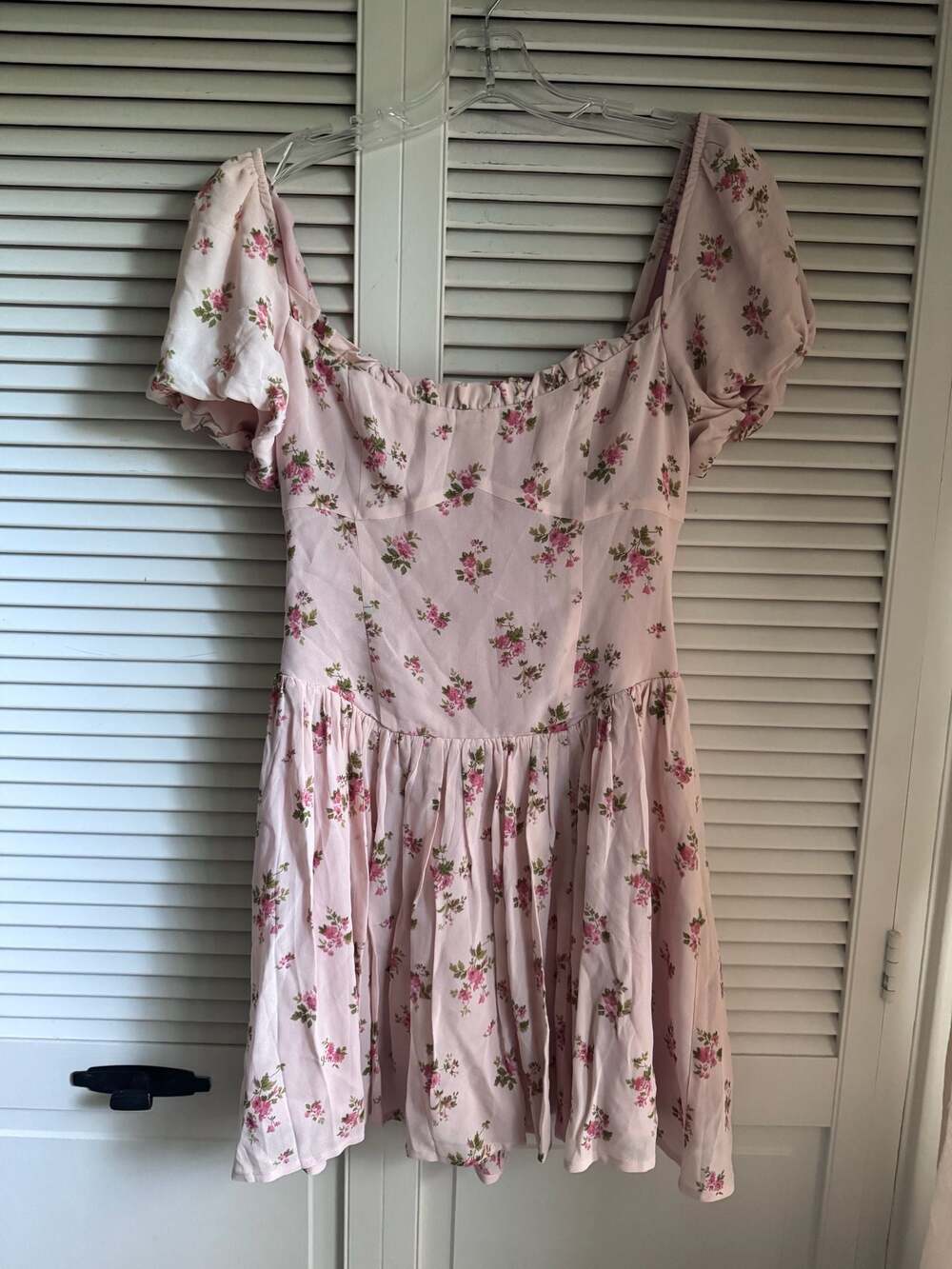 Reformation Lacey Pink Floral Puff Sleeve Mini Dress Size 4